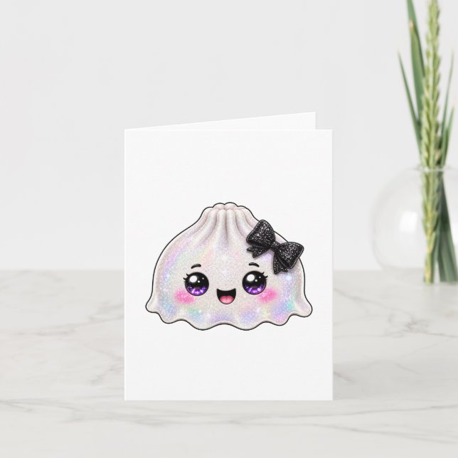 Invitation Dumpling fantôme blanc Squishy Halloween noir  (Devant)