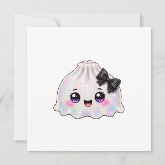 Invitation Dumpling fantôme blanc Squishy Halloween noir