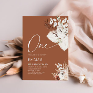 Invitation d'un 1er anniversaire Terracotta Boho P
