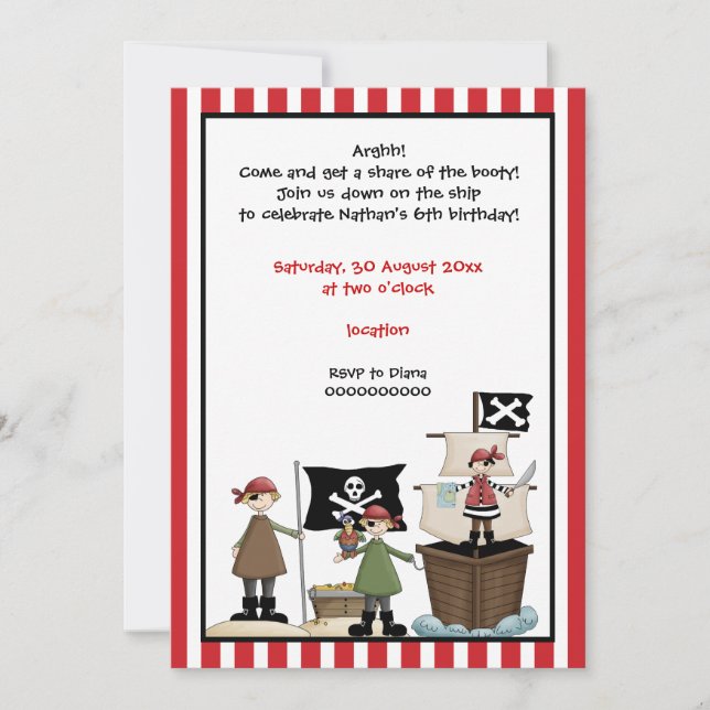 Invitation d'un anniversaire de enfant pirate - fr (Devant)
