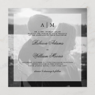 Invitation d'un Carré photo Mariage moderne Super