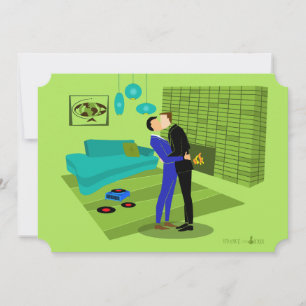 Invitation d'un couple gay rétro amoureux