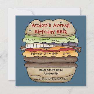 Invitation d'un hamburger juteux