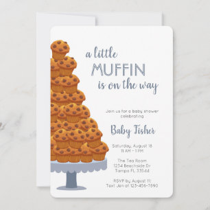 Invitation d'un petit Baby shower bleu muffin