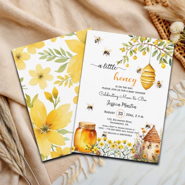 Invitation d'un petit Baby shower de bocal de miel (Créateur téléchargé)