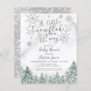 Invitation d'un petit Baby shower gris Snowflake