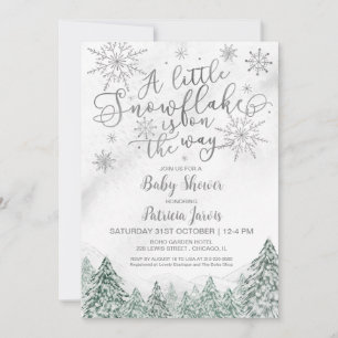 Invitation d'un petit Baby shower gris Snowflake