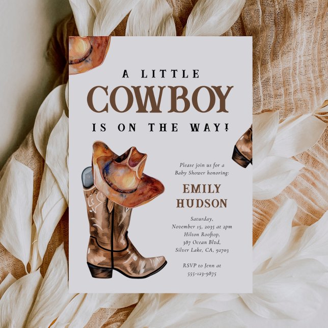 Invitation d'un petit cowboy sur le Baby shower oc (Créateur téléchargé)