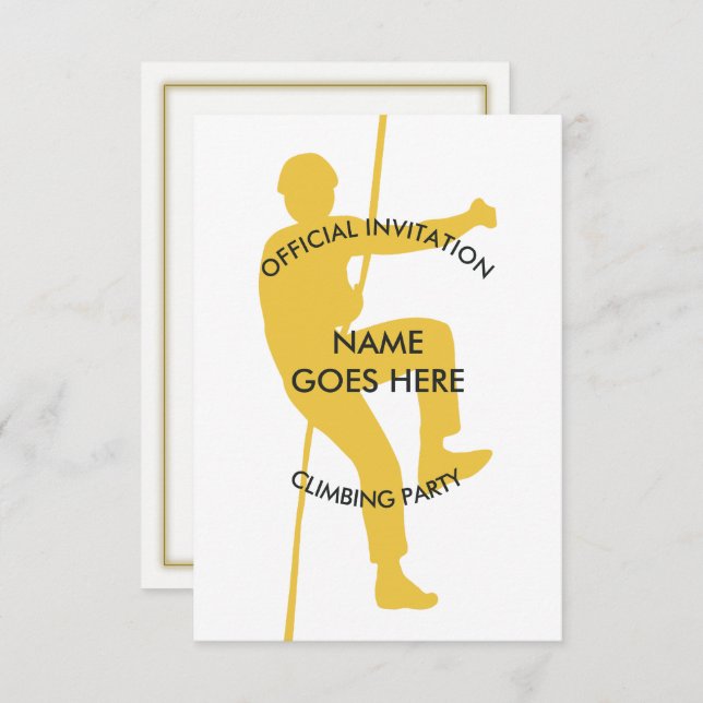 Invitation d'une Escalade de rock personnalisable (Devant / Derrière)