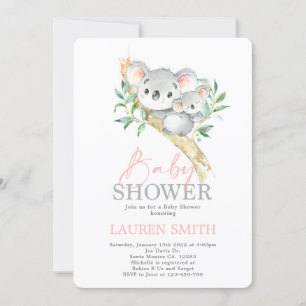 Invitation d'une fille Baby shower de Koala