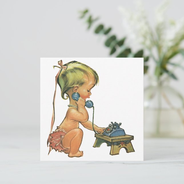 Invitation d'une fille mignonne enfant vintage sur (Debout devant)