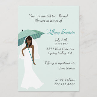 Invitation d'une mariée avec un parapluie Turquois