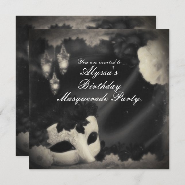 Invitation d'une mascarade Vintage élégante (Devant / Derrière)