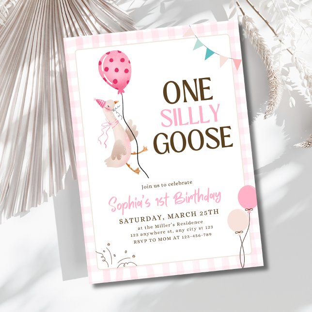 Invitation d'une oie sotte, 1er anniversaire fille (Créateur téléchargé)