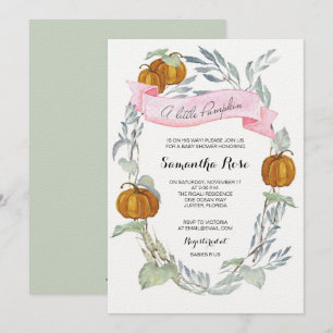 Invitation d'une petite fille verte Citrouille