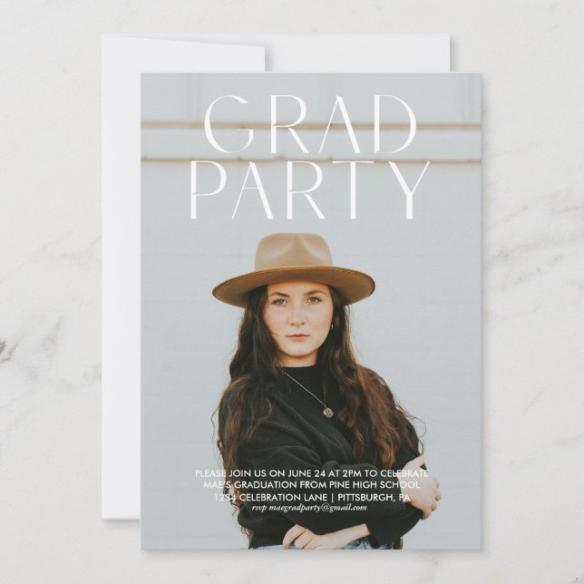Invitation d'une soirée de graduation simple moder (Devant)