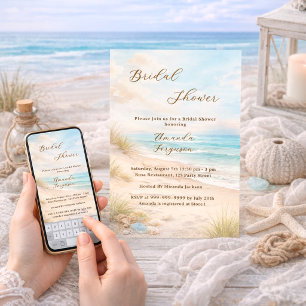 Invitation Dunes de sable de plage à l'aquarelle pour une Bab