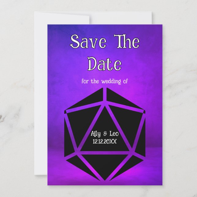 Invitation Dungeons & Dragons Wedding D20 Dice Save The Date (Devant)