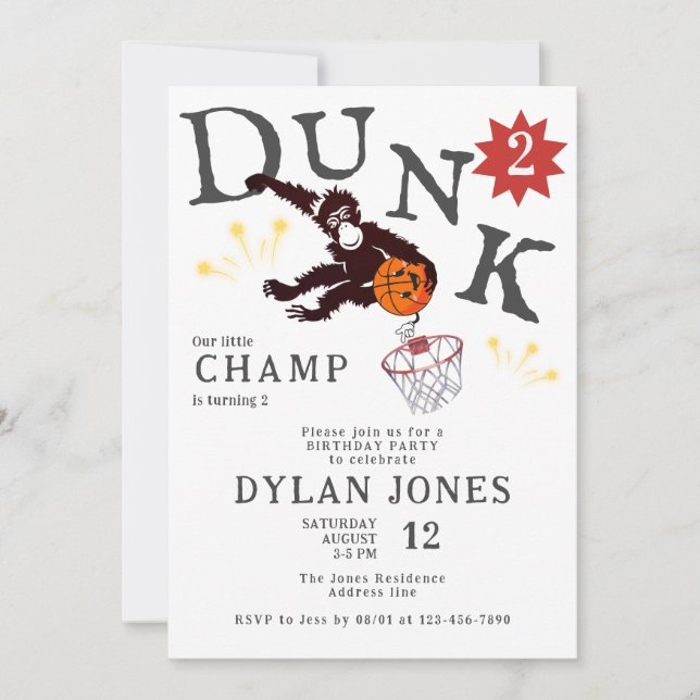 Invitation Dunk ! Anniversaire de enfant de basket-ball Littl (Devant)