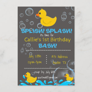 Invitation Durée du bain Caoutchouc Ducky Anniversaire Invita