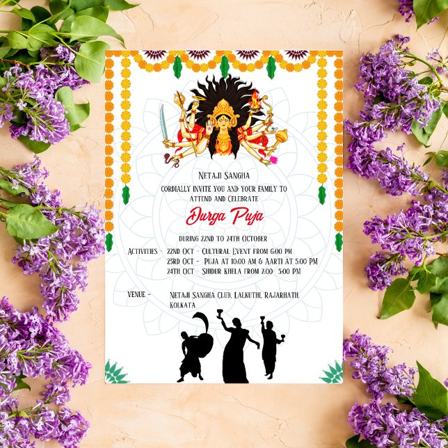 Invitation Durga Puja Navratri Bengali (Créateur téléchargé)