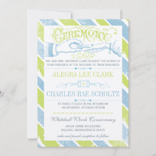 Invitation Dusk Blue Lime Moderne Typographie Vintage Invitat
