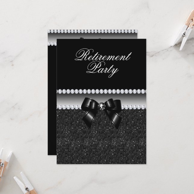 Invitation Dusky Black Retirement Party (Devant/Arrière en situation)