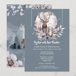 Invitation Dusky bleu rose de la forêt de la nuit lune