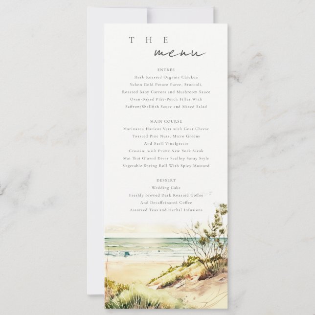 Invitation Dusky Coastal Beach Sun Seascape Menu Card Mariage (Devant)