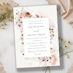 Invitation Dusky Fall Marsala Blush Floral Couples Douche