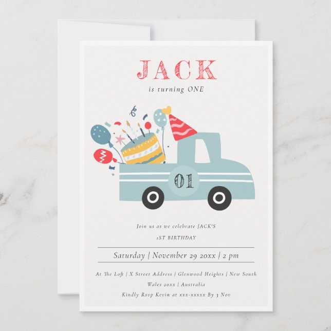 Invitation Dusky Grey Blue N'importe quel âge Anniversaire Fê (Devant)