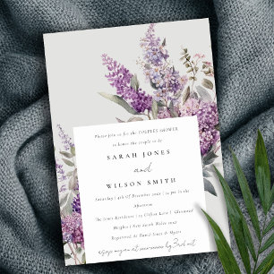Invitation Dusky Lilac Green Cottage Floral Couples Douche