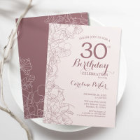 Dusky Pink Floral 30e fête d'anniversaire