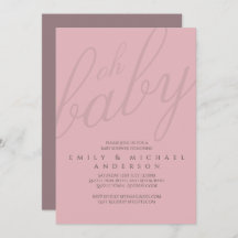 Dusky Pink Typographie Baby shower Révélation de g
