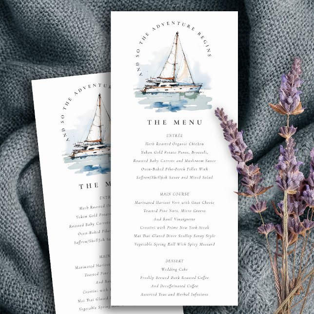 Invitation Dusky Sailboat Yacht Seascape Menu Mariage (Créateur téléchargé)