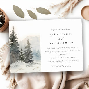 Invitation Dusky Winter Snow Mountain Mariage paysage
