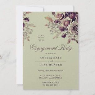 Invitation Dustush Blush Purple Boho Roses