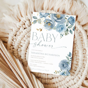 Invitation Dusty bleu élégant rose garçon baby shower