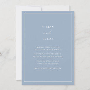 Invitation Dusty bleu moderne minimaliste Mariage