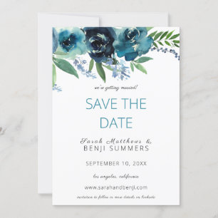 Invitation Dusty Blue 2 Floral Enregistrer / Modifier la date