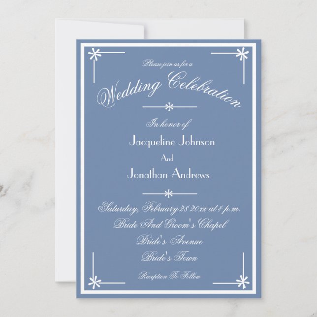 Invitation Dusty Blue All In One RSVP Email Website Wedding (Devant)