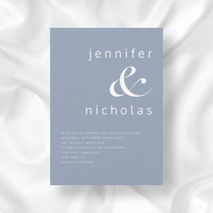 Invitation Dusty Blue Ampersand Mariage de typographie modern