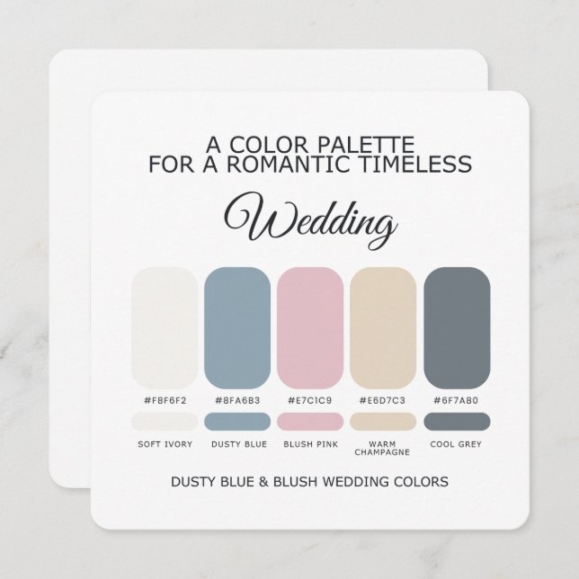 Invitation Dusty Blue and Blush Wedding Color Palette Card (Devant / Derrière)