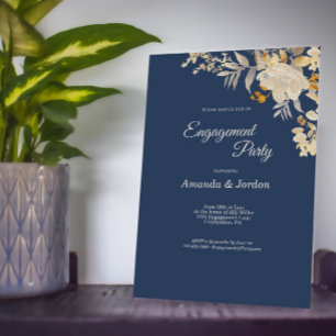 Invitation Dusty Blue Automne Boho Engagement Party Invitatio