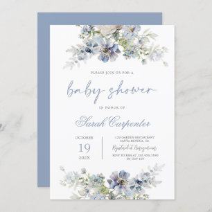 Invitation Dusty Blue Baby shower Boy