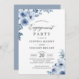 Invitation Dusty Blue Bohemian Floral Engagement Party