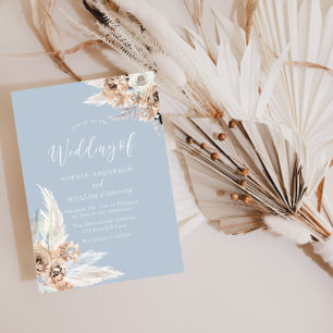 Invitation Dusty Blue Bohemian Floral Mariage