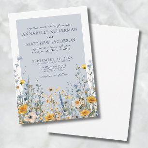 Invitation Dusty Blue Botanical Fleur sauvage Floral Mariage