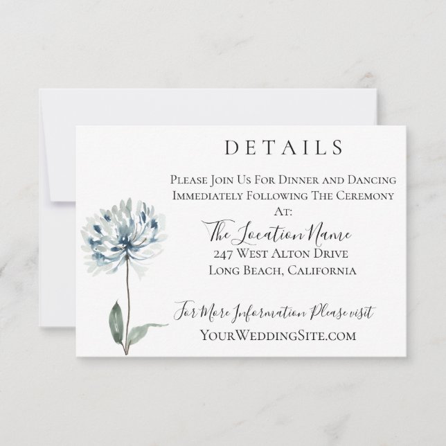 Invitation Dusty Blue Botanical Mariage Details (Devant)
