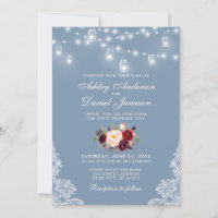 Dusty Blue Bourgogne Floral Mariage Lights